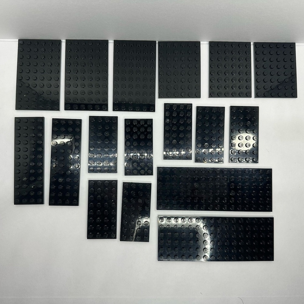 LEGO® Black Base Plate Lot Of 17 Various‎ Sizes 4x8 4x12 6x8 6x10 6x16